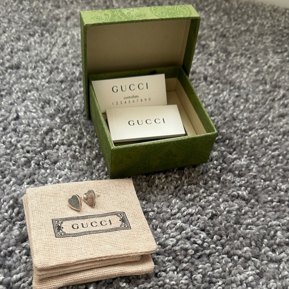 Gucci Silver Heart Stud Earrings